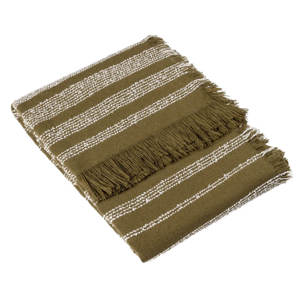 Hoem Jour Olive Woven Fringed Throw